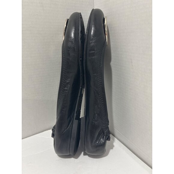 Tory Burch Womens Reva ballet flats silver-tone logo medallions size 7 Leather - Picture 4 of 8